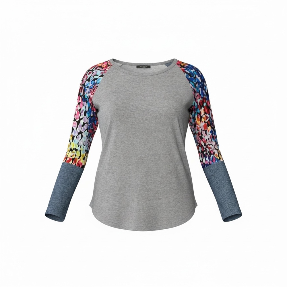 Loveu.Dear Woman 1X Colorful Sleeve Blue Women's Top